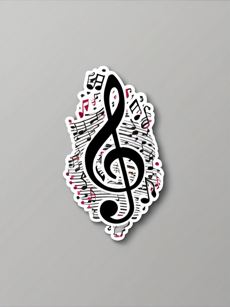 Music Note Cluster Sticker - Cluster of musical notes, ,vector color sticker art,minimal