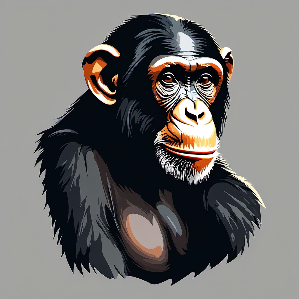 Chimpanzee clipart - Close relative of humans in the wild, ,vector color clipart,minimal