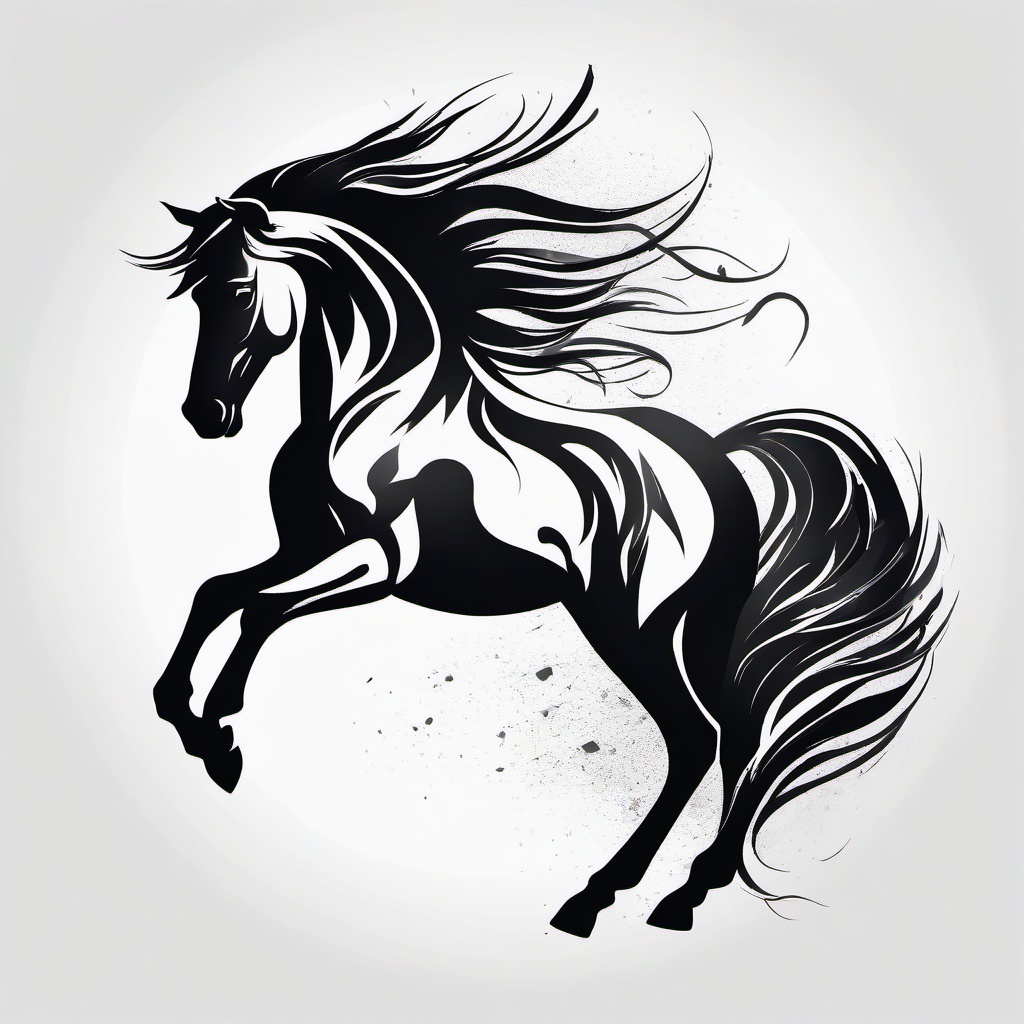 Abstract Horse Tattoo - Infuse your ink with artistic flair with an abstract horse tattoo, capturing the essence of the animal in a unique and creative way.  simple tattoo,minimalist,white background