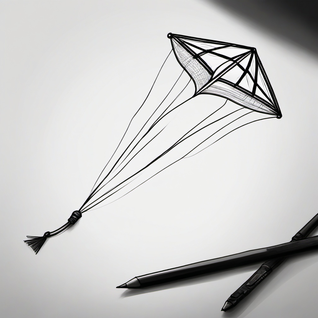 sketch of a kite  minimal rough sketch scribbles,doodles,black and white