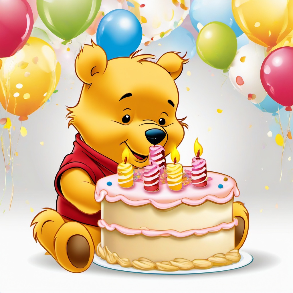 Winnie The Pooh clipart - Pooh bear with a birthday cake  vector clipart