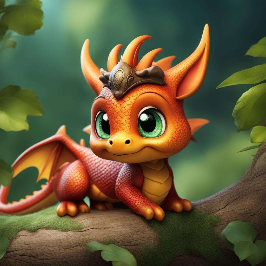 cute dragon with big eyes 