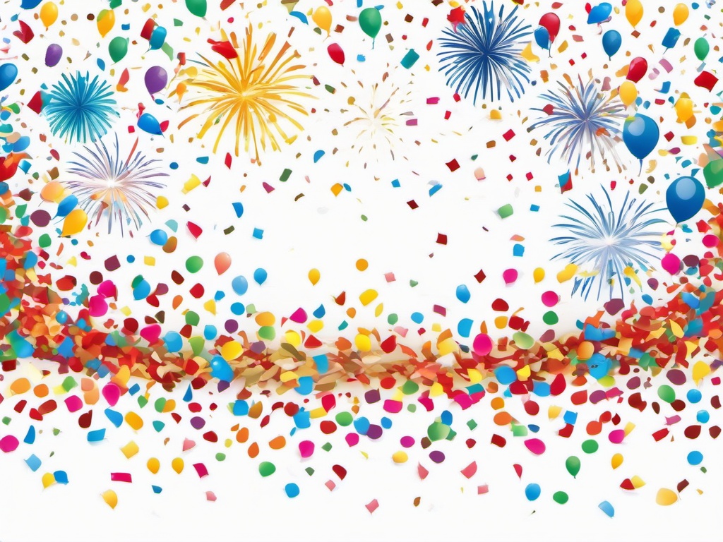 Confetti with fireworks exploding clipart.  vector style illustration, white background