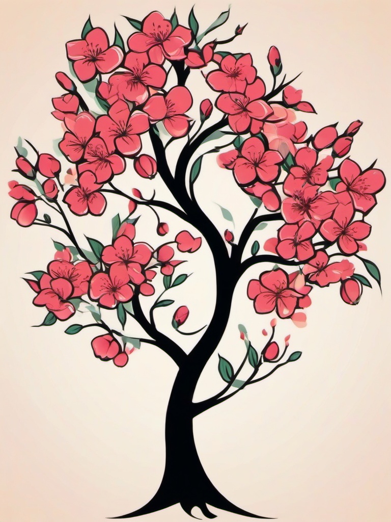 apple tree blossom tattoo  simple vector color tattoo