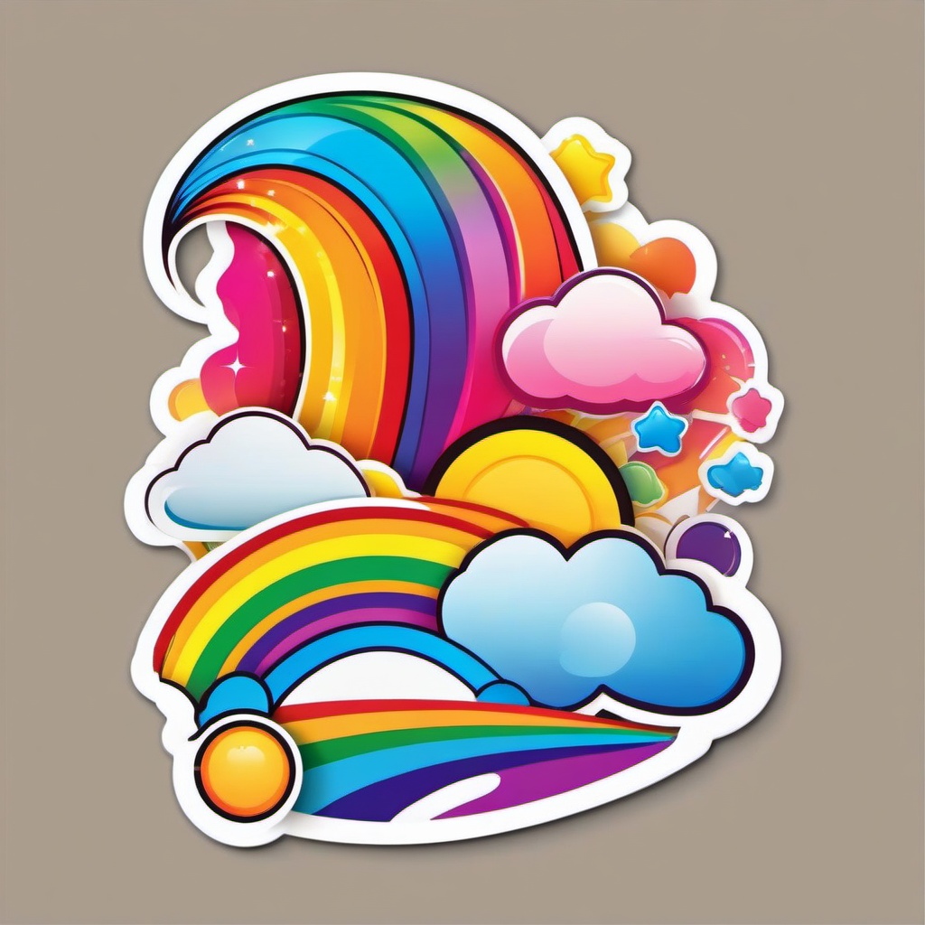 Rainbow Sticker - Bright and cheerful rainbow, ,vector color sticker art,minimal