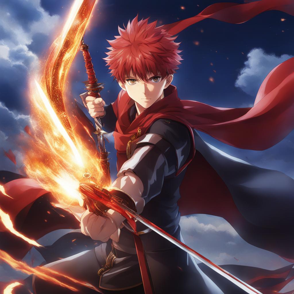 shirou emiya projects powerful weapons with magecraft against mythical creatures. 