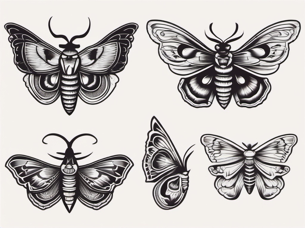 Death Moth Tattoo Traditional - Traditional style death moth tattoo.  simple vector tattoo,minimalist,white background