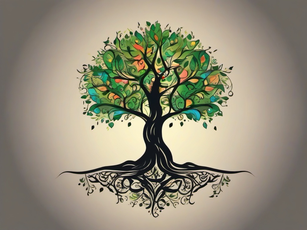 the giving tree tattoo  simple vector color tattoo