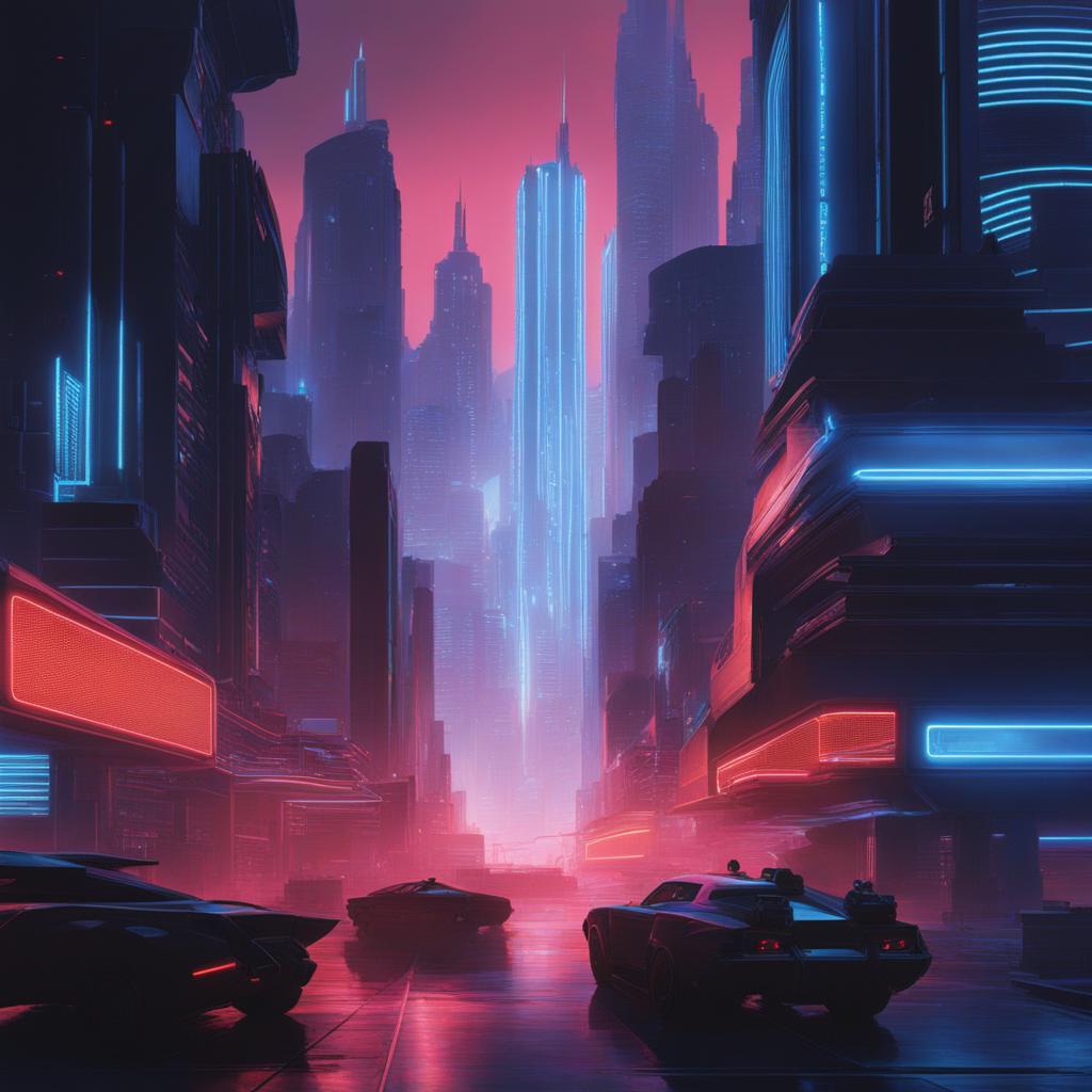 blue archive - engages in tactical warfare on a futuristic, neon-lit cityscape. 