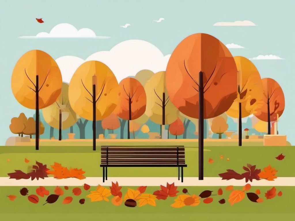 Autumn Park clipart - Relaxing in a park on a crisp day, ,vector color clipart,minimal