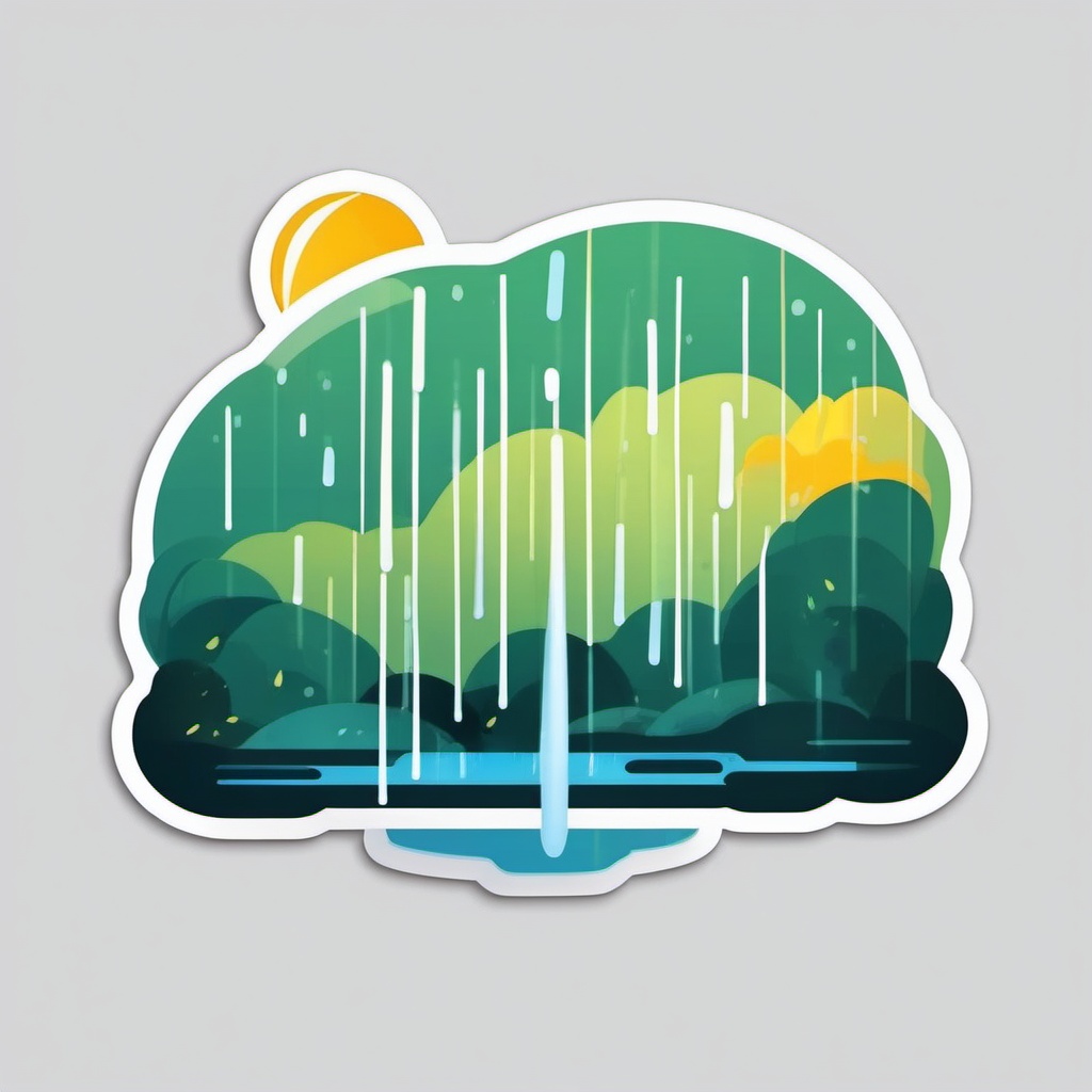 Rain shower sticker- Brief and refreshing, , sticker vector art, minimalist design