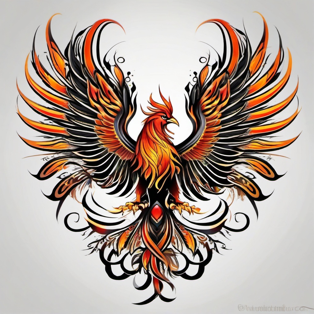 Tribal phoenix tattoo, Tattoos inspired by tribal art and featuring the mythical phoenix. , color tattoo designs, white clean background