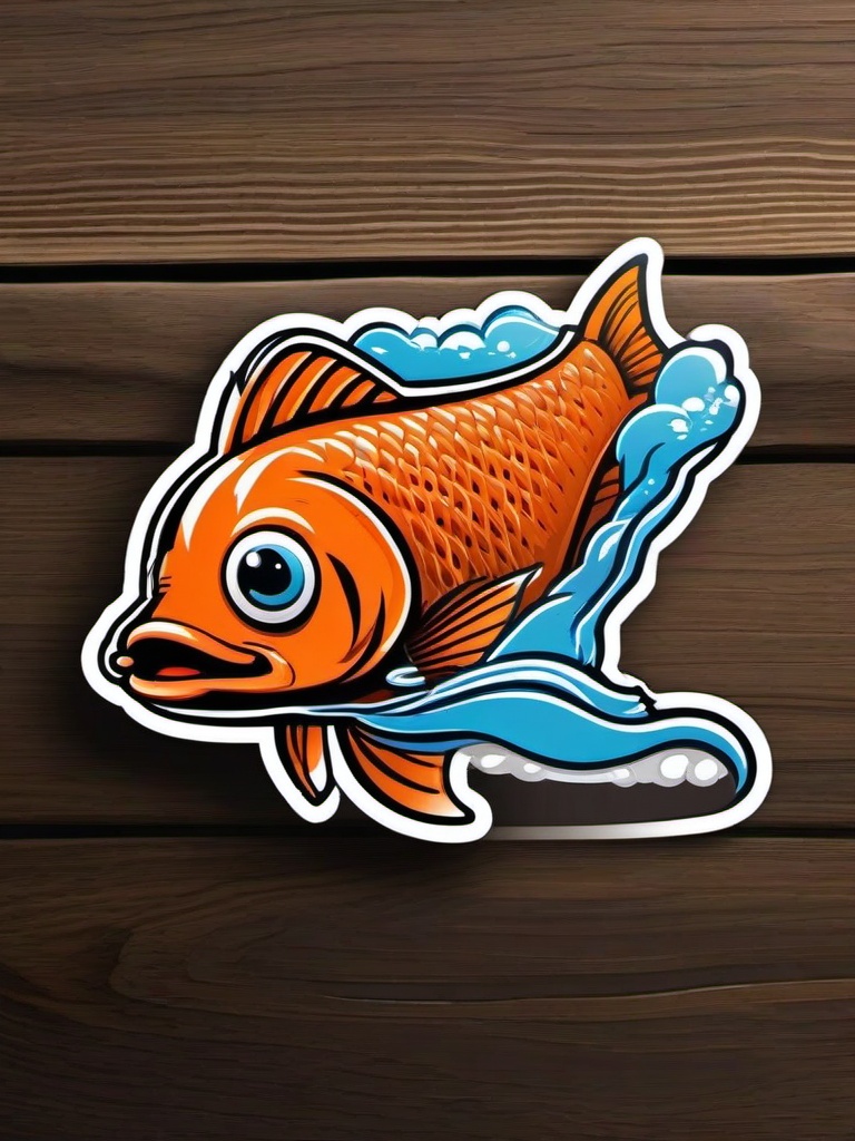 Salmon cartoon - fish that swims upstream  cartoon sticker style