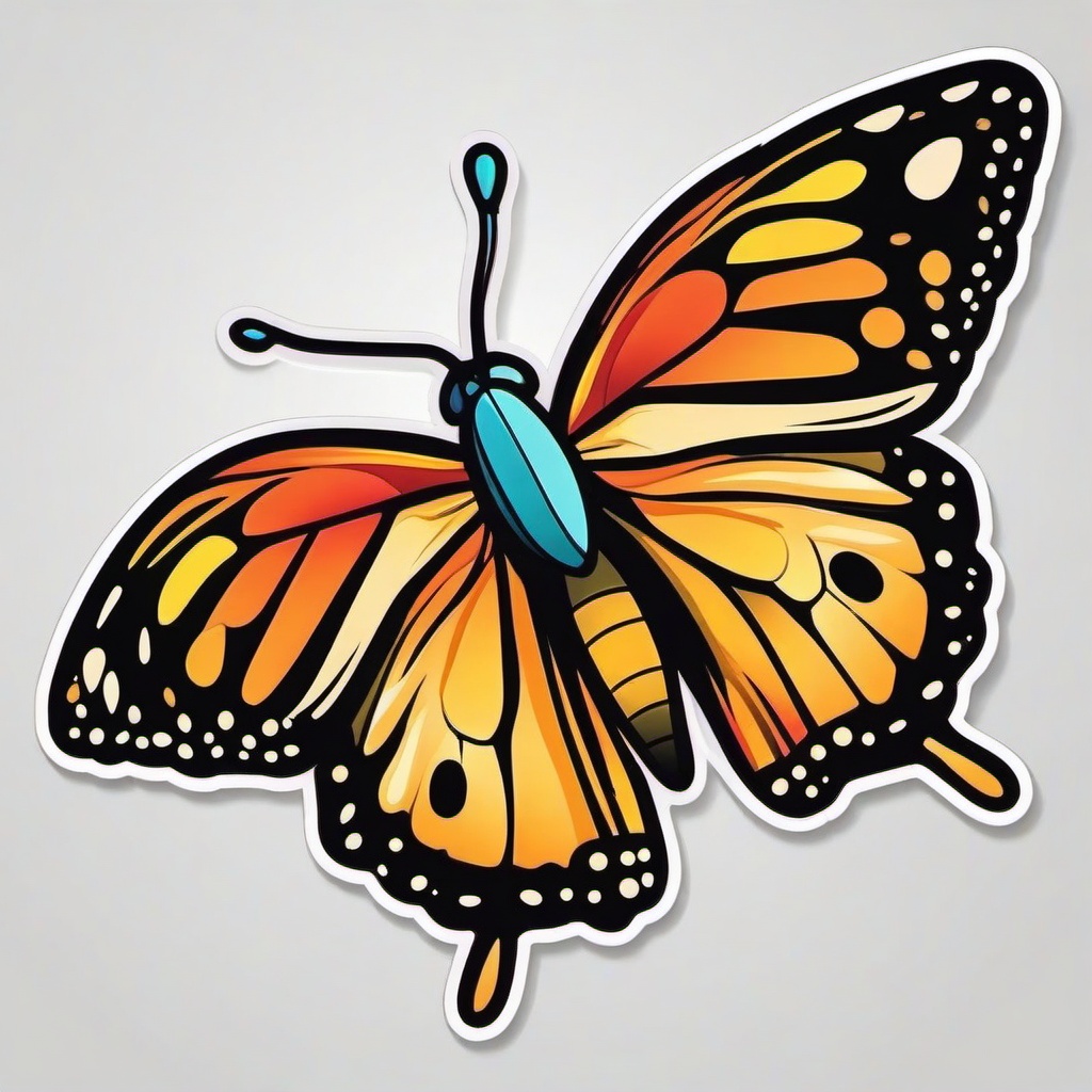 Butterfly cartoon - delicate flyer with colorful wings  cartoon sticker style