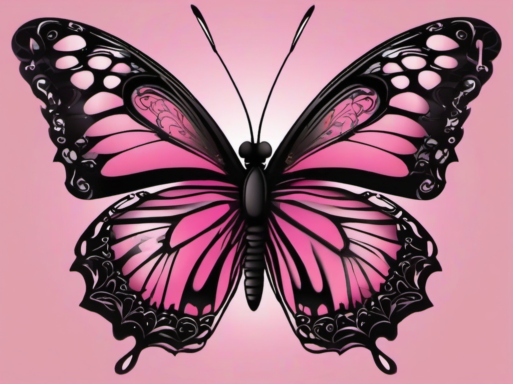 pink and black butterfly tattoos  