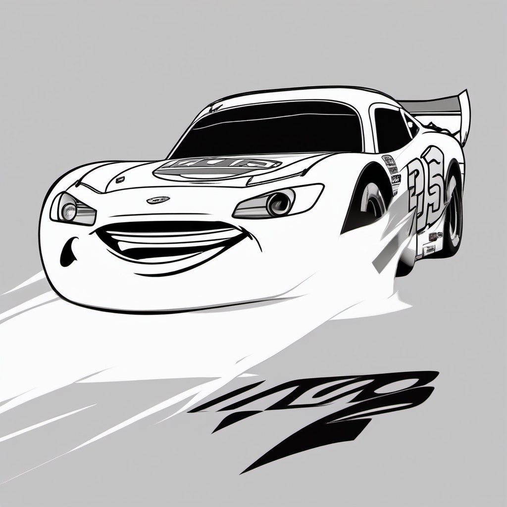 drawing of lightning mcqueen  minimal rough scribbles,doodles,black and white