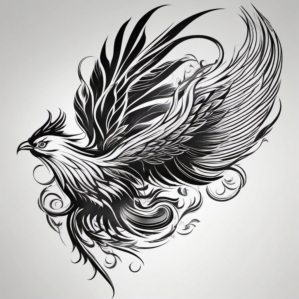 Black and white phoenix tattoo, Minimalistic and striking phoenix tattoos in black and white. , color tattoo designs, white clean background