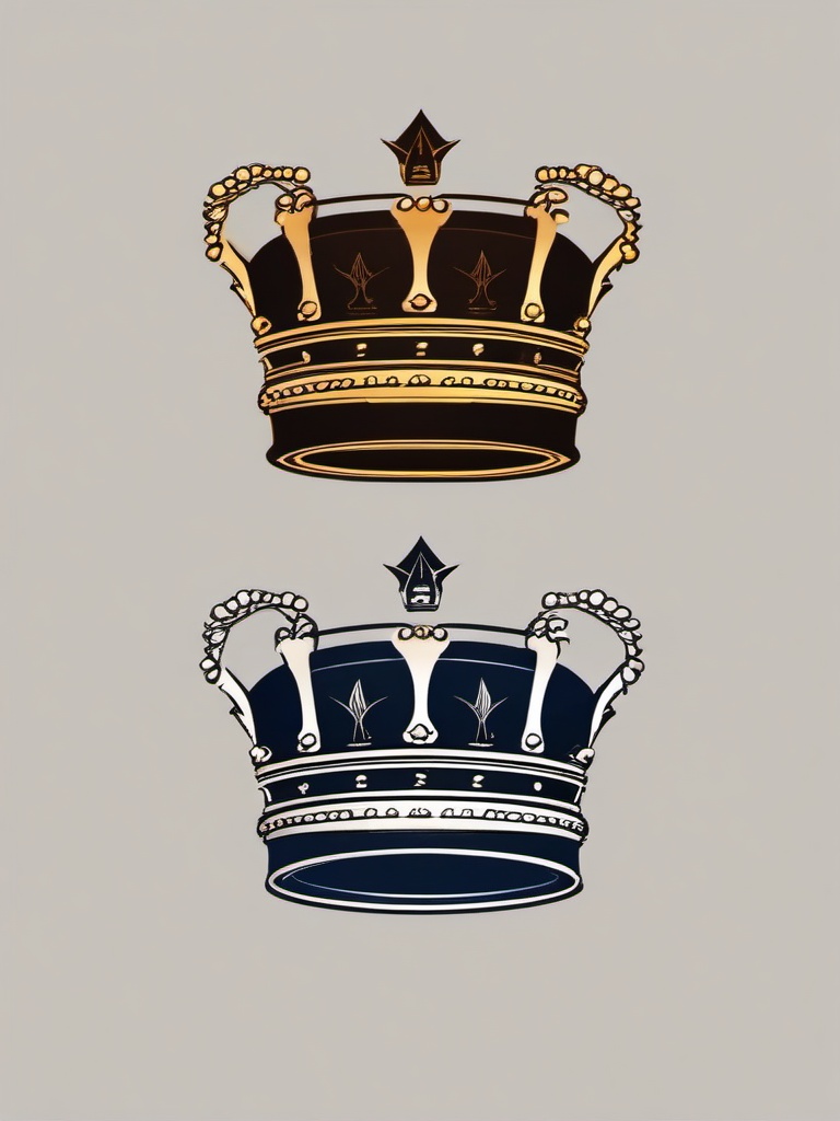 Crown King Queen Tattoo - Symbolize royal unity with a crowned king and queen tattoo.  minimalist color tattoo, vector