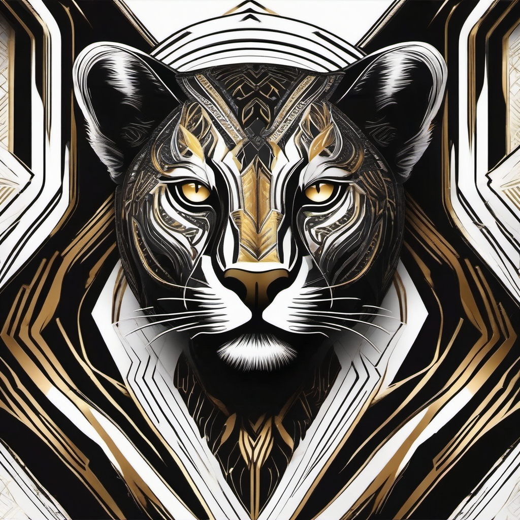 Black panther with golden eyes ink. Gaze of the wild.  minimalist black white tattoo style