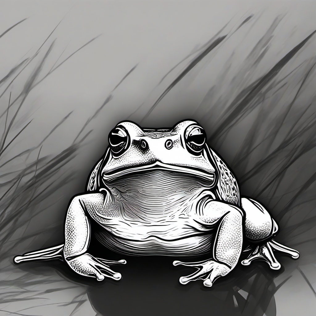 drawing of banded bullfrog  minimal rough sketch scribbles,doodles,black and white