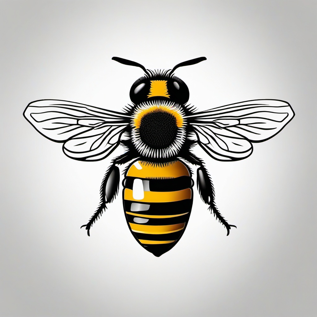 Honey Bee Tattoo - Embrace the industrious beauty of honey bees with a honey bee tattoo, symbolizing community, diligence, and nature's wonders.  simple tattoo,minimalist,white background