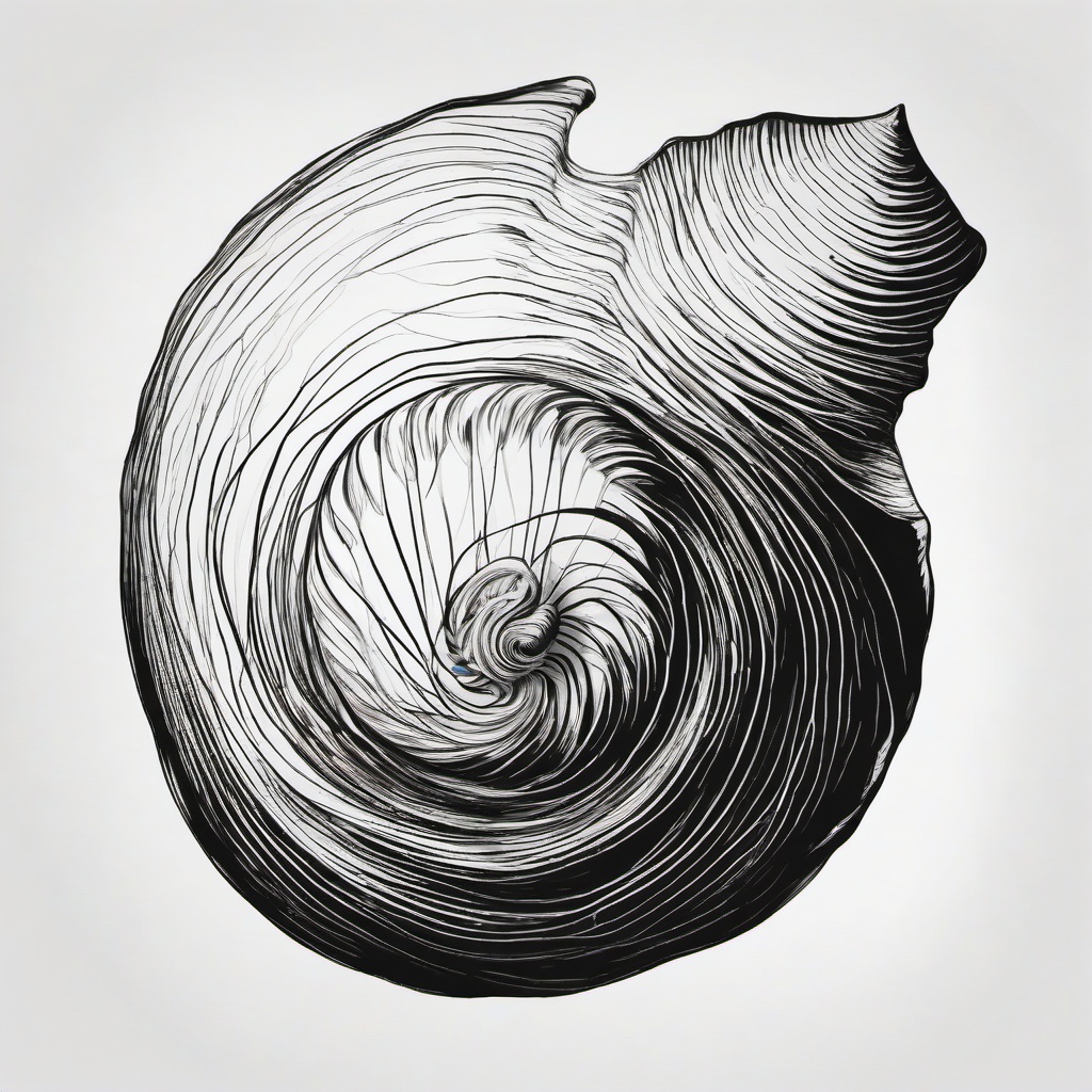 drawing of sea shell  minimal rough scribbles,doodles,black and white