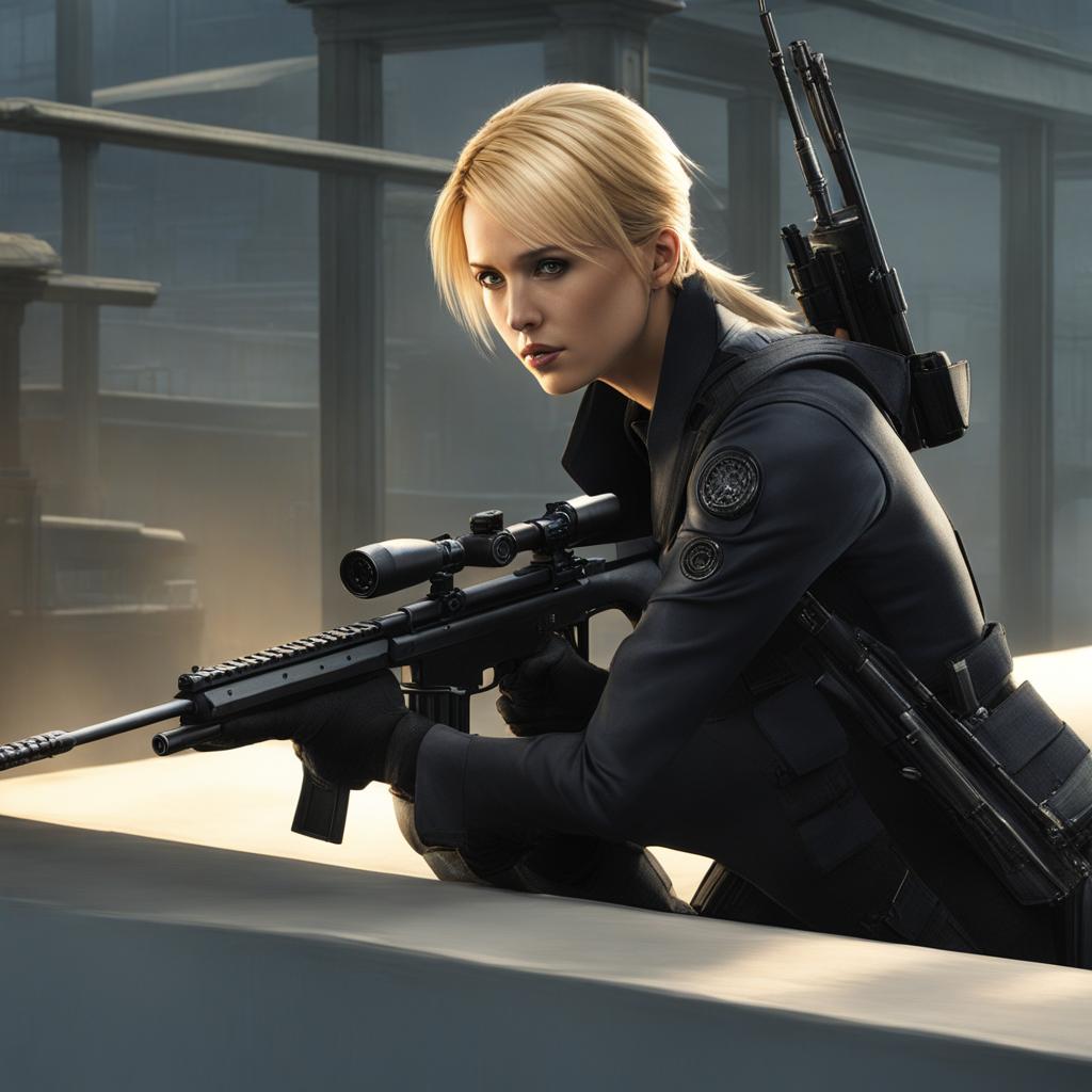 riza hawkeye snipes with precision from a hidden vantage point during a covert operation. 