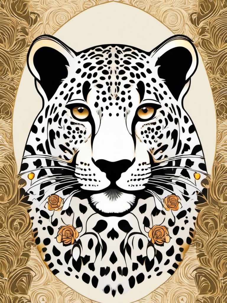 Leopard clipart - Agile big cat with striking rosette patterns, ,vector color clipart,minimal