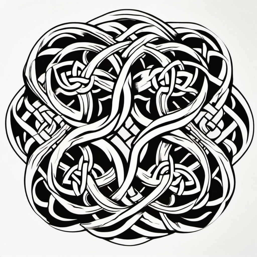 Celtic apple knot tattoo. Eternal intertwining.  color tattoo minimalist white background