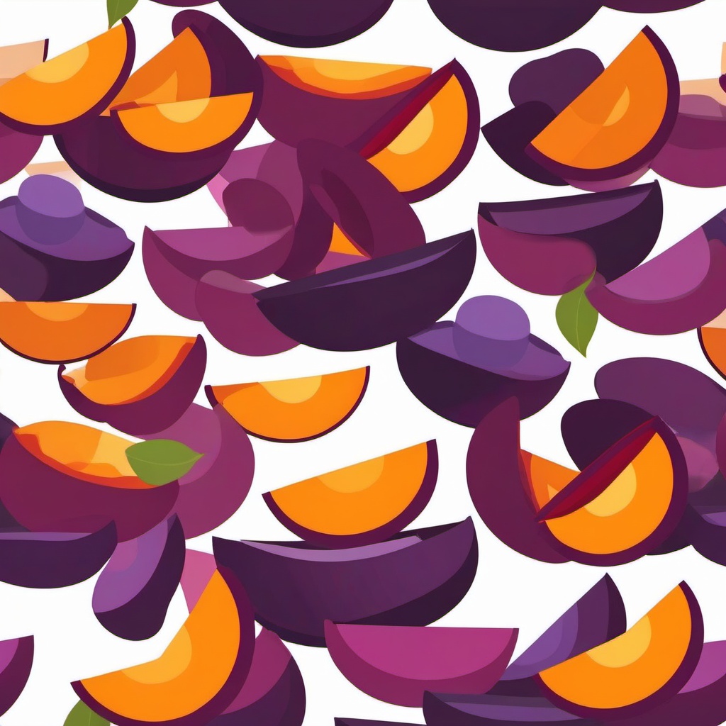 Plum and Plum Slices in a Bowl Clipart - Plum and plum slices in a bowl.  color vector clipart, minimal style