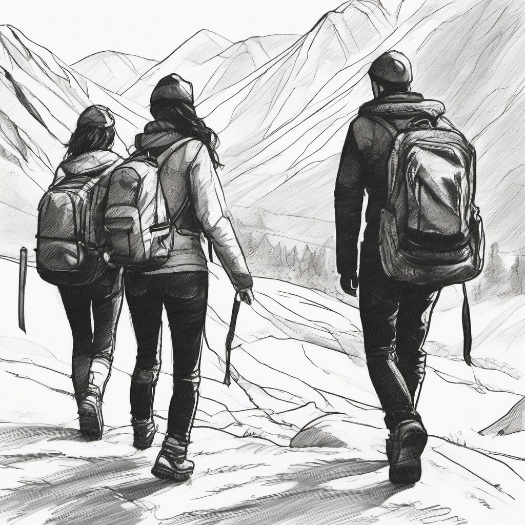 drawing of best friends on an adventure together  minimal rough sketch scribbles,doodles,black and white