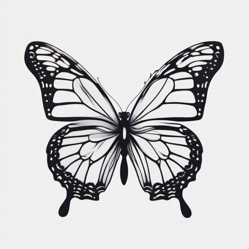 butterfly tattoo aesthetic  simple color tattoo, minimal, white background