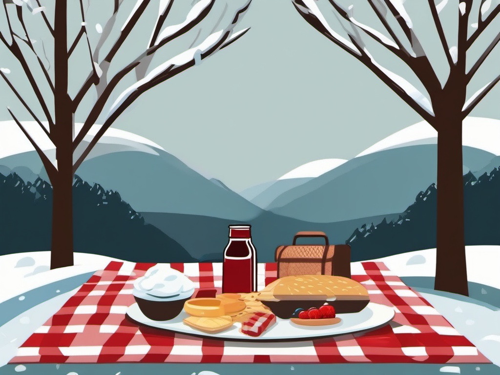 Winter Picnic Blanket clipart - Blanket spread for a winter picnic, ,vector color clipart,minimal