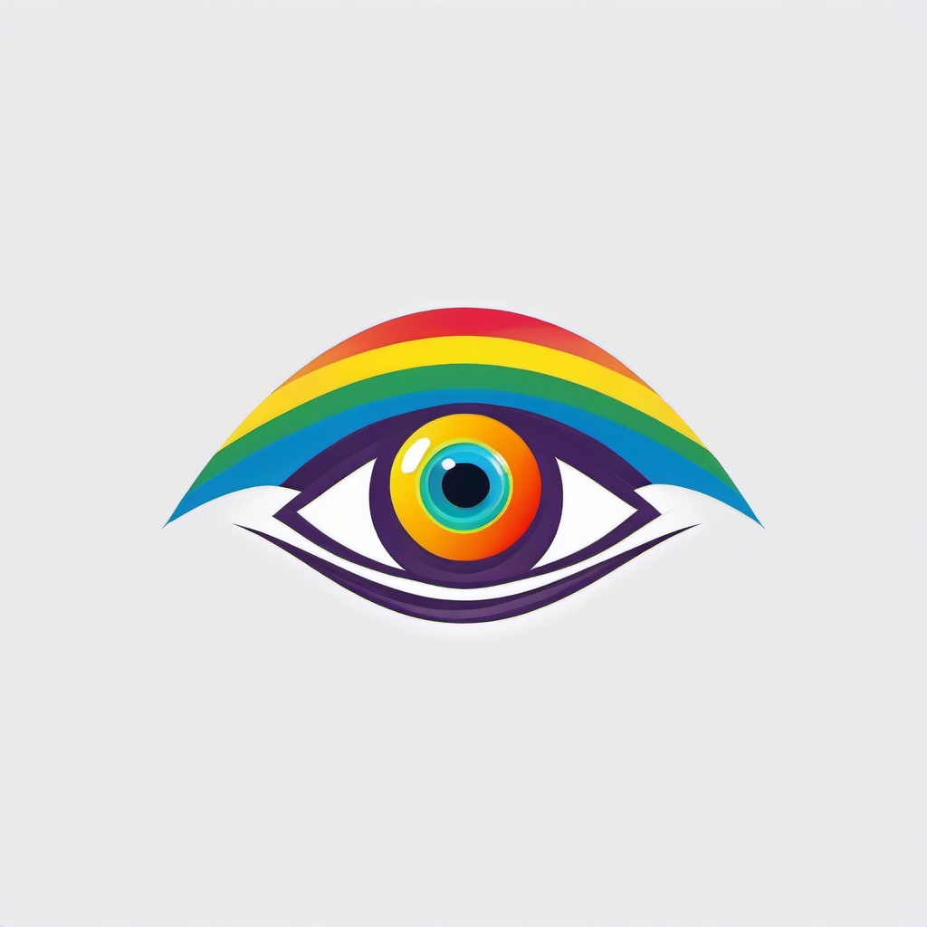 rainbow eye
  minimalist design, white background, professional color logo vector art