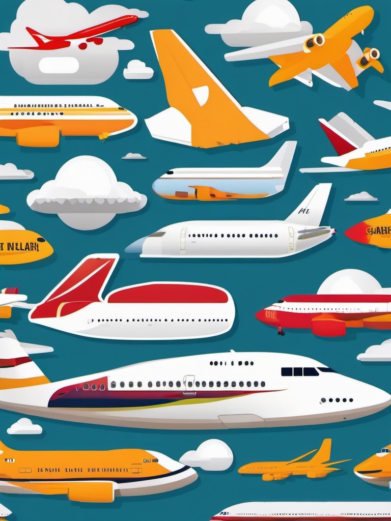 Jumbo Jet Sticker - Long-haul flight, ,vector color sticker art,minimal