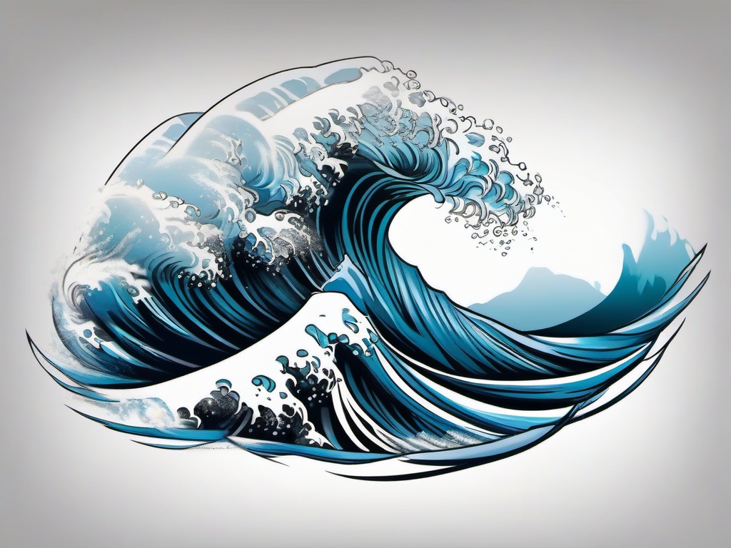 Crashing Wave Tattoo - Depicts waves crashing, capturing the dynamic and powerful nature of ocean waves.  simple tattoo design