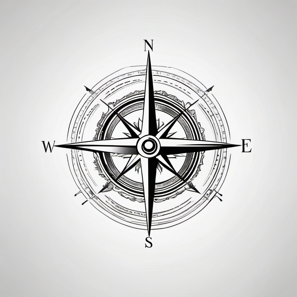 Compass Quote Tattoo - Compass tattoo accompanied by a meaningful quote.  simple vector tattoo,minimalist,white background