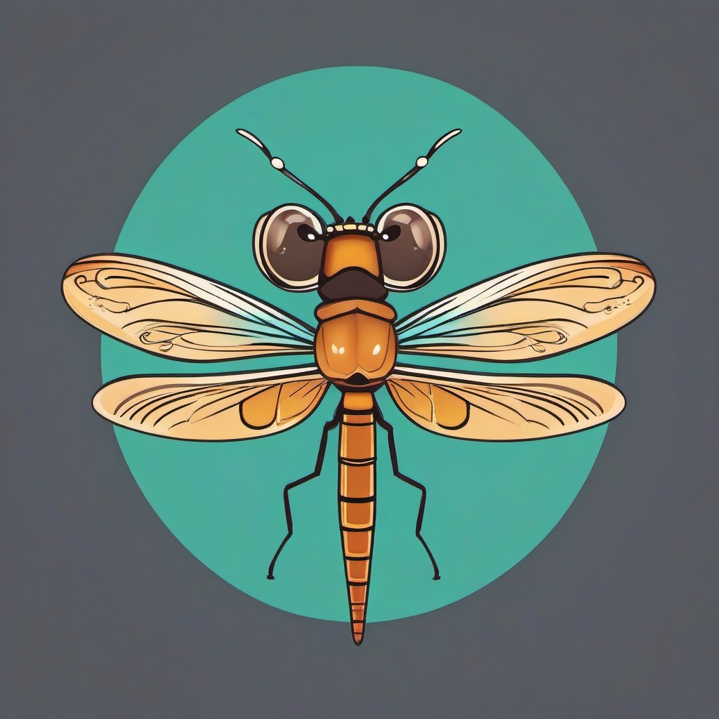 Whimsical cartoon dragonfly character smiling clipart.  vector style illustration