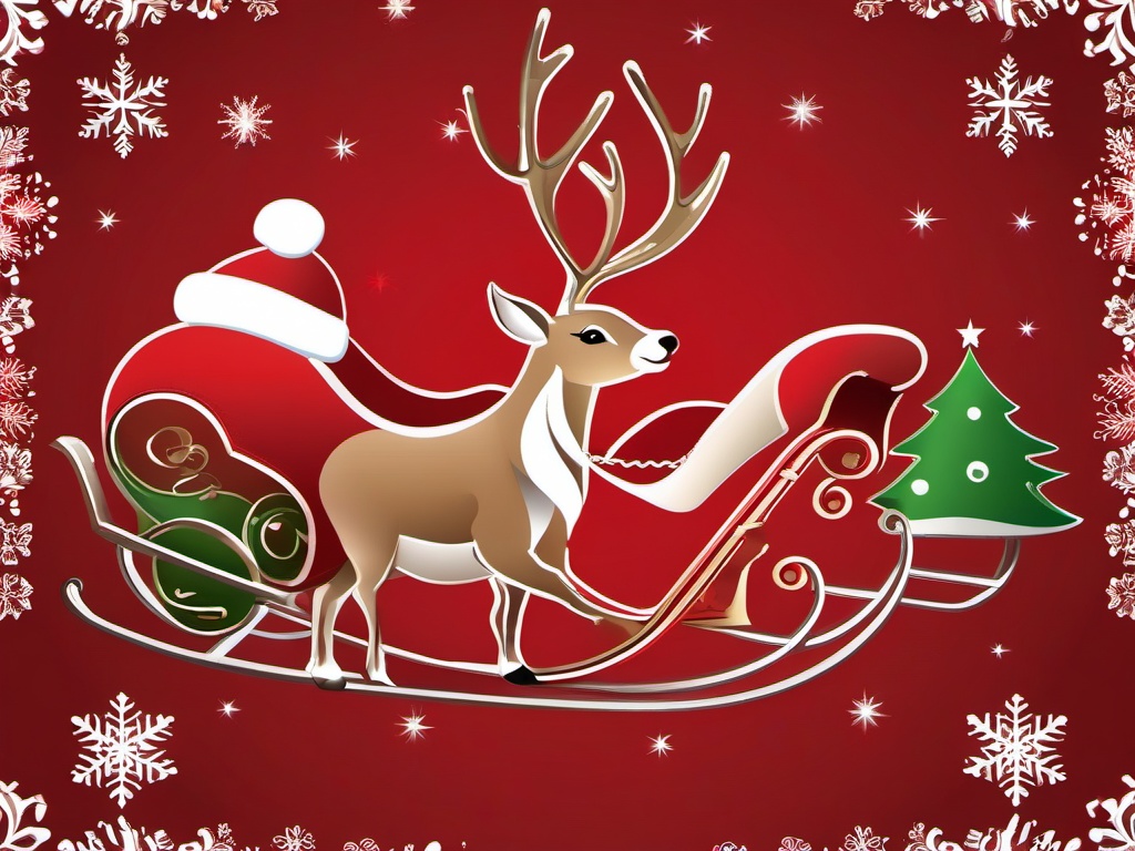 Christmas Pictures clipart - reindeer with sleigh  vector clipart