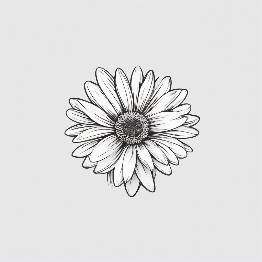 Minimalist Daisy Tattoo-Elegance and simplicity with a minimalist daisy tattoo, making a subtle yet stylish statement.  simple color tattoo,minimal vector art,white background