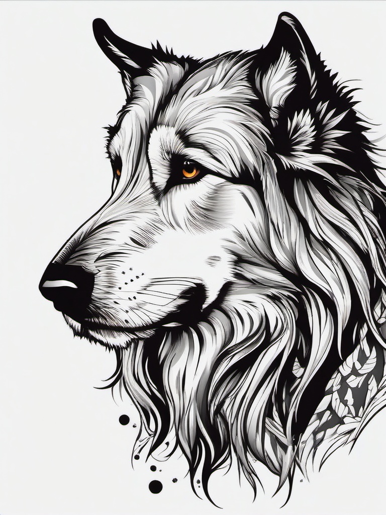 wolfhound tattoo  simple color tattoo,minimal,white background