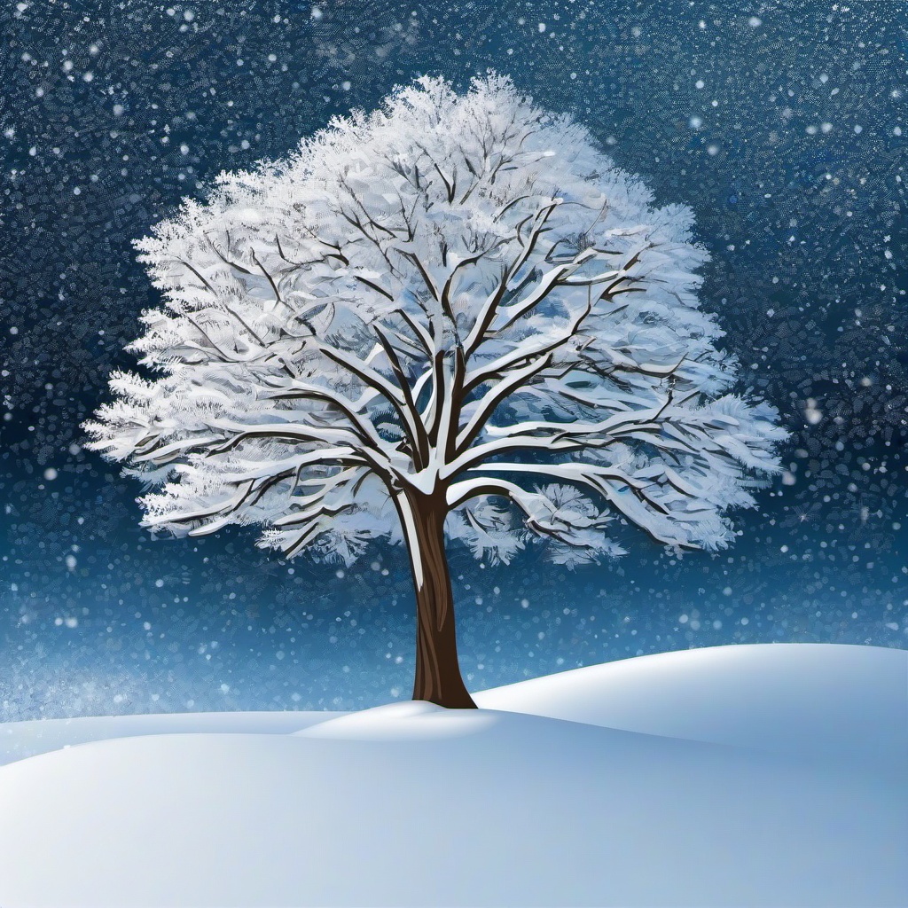 Tree clipart - tree in a winter setting with snow  