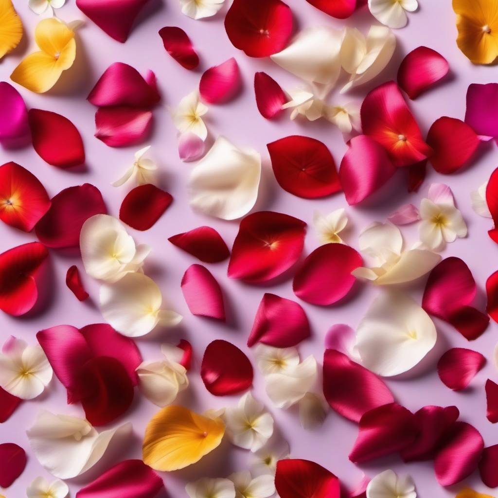 silk cloth  and flower petals strewn over top view, photo realistic background, hyper detail, high resolution