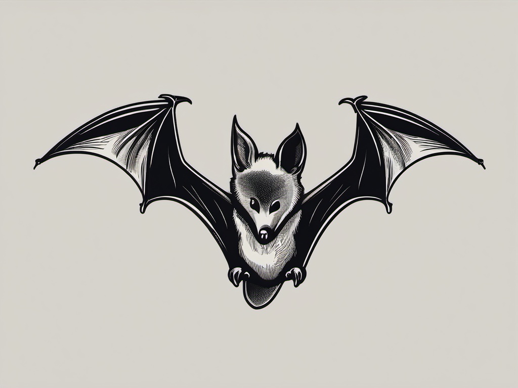 Flying Fox Bat Clip Art - Flying fox bat hanging upside down,  color vector clipart, minimal style