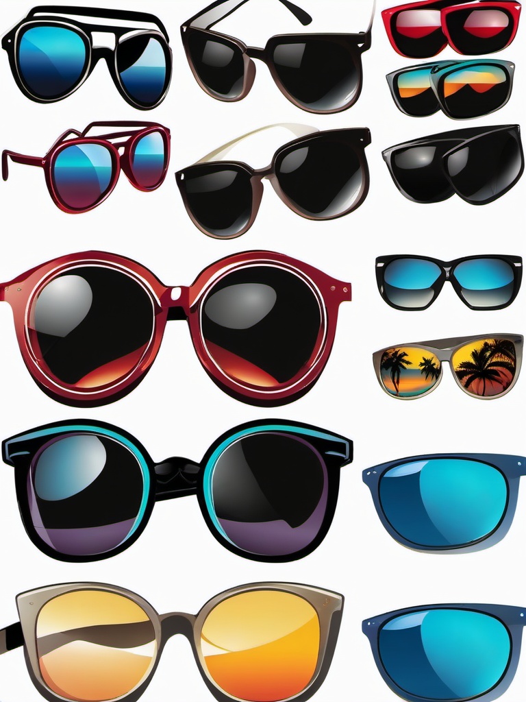 Sunglass clipart - sunglasses with reflections of the beach  