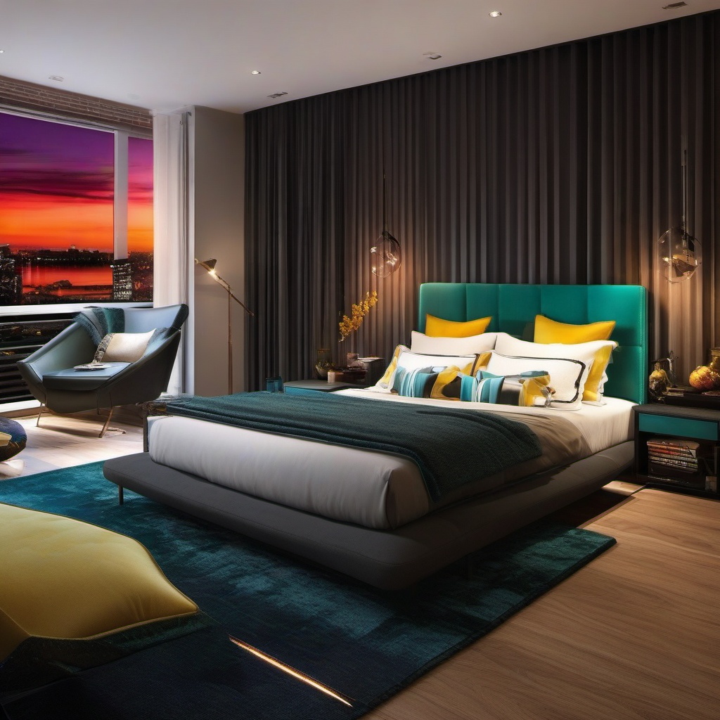 Contemporary Urban Oasis - Achieve urban sophistication with contemporary bedroom decor. , bedroom interior decor design ideas, multicoloured, photo realistic, hyper detail, high resolution,