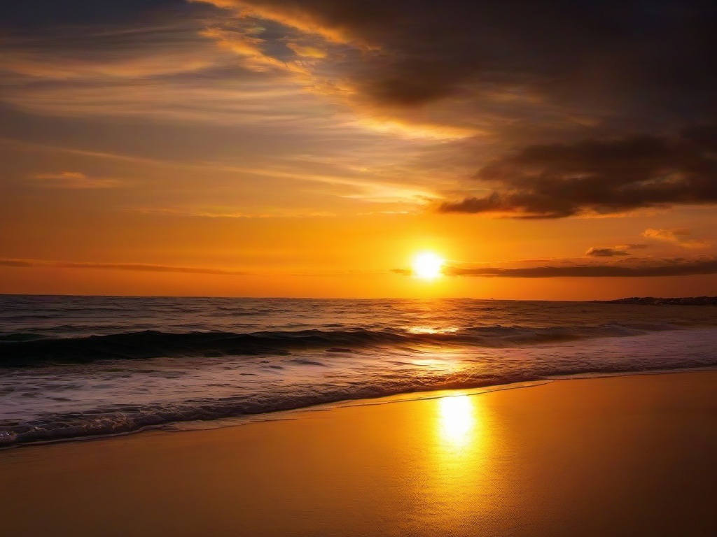 Beach Sunset Wallpaper - Golden sunset over the beach, perfect for a tranquil ambiance.  background wallpaper