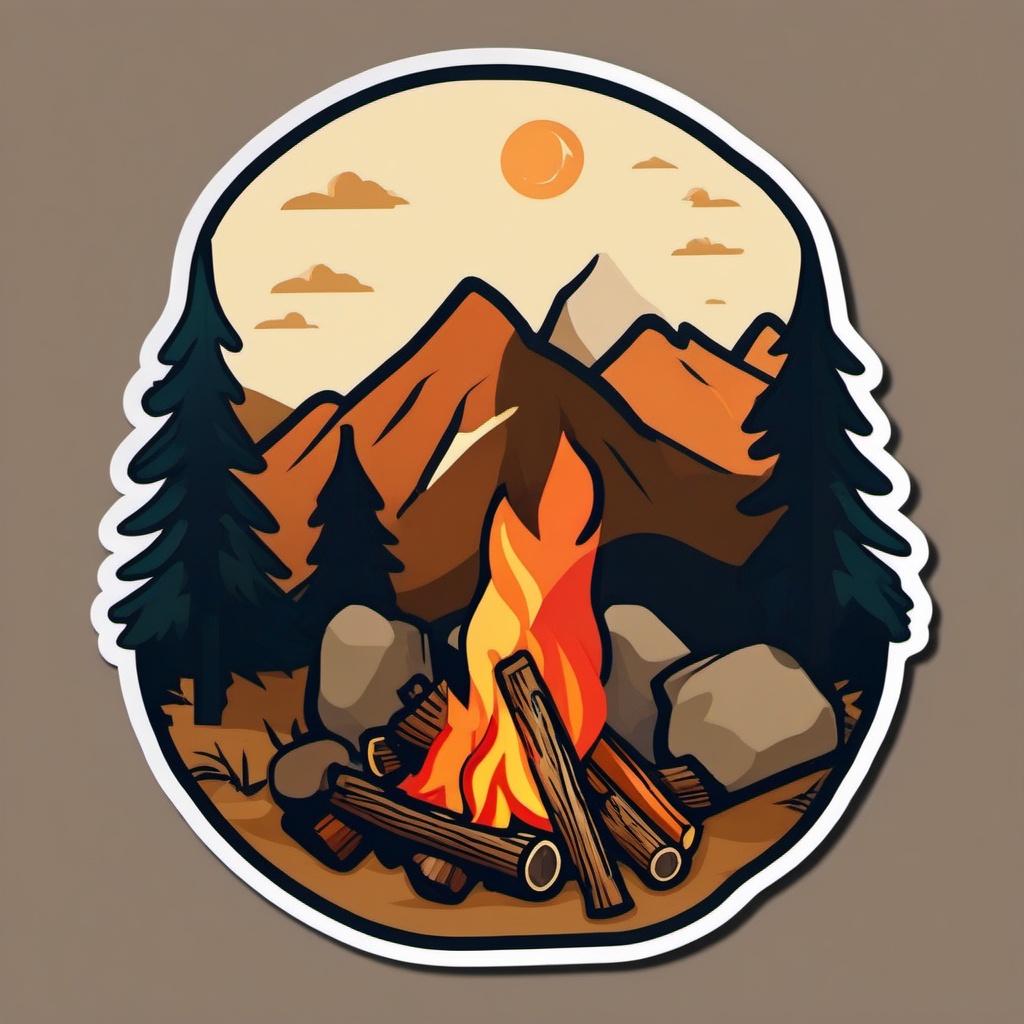 Campfire Sticker - Experience the warmth and camaraderie of a campfire with this cozy and crackling sticker, , sticker vector art, minimalist design