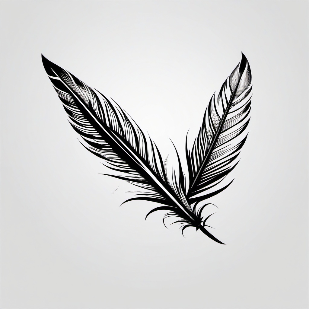 Hawk Feather Tattoo - Feather design associated with a hawk.  simple vector tattoo,minimalist,white background