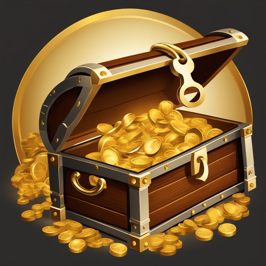 golden key clipart: unlocking a mysterious treasure chest. 